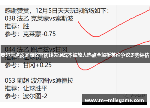 英超焦点战冬窗收官防线失误成本被放大热点全解析英伦争议走势评估